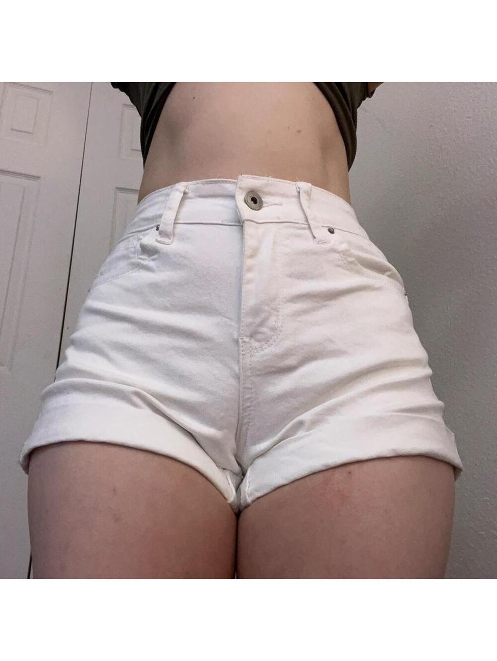 white denim shorts